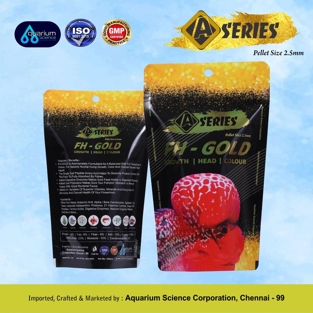 FH-Gold Flowerhorn Growth Feed A Series FH-Gold | 2.5mm Premium Pellets for Nuchal Hump, Color Enhancement, Overall Growth & Immunity