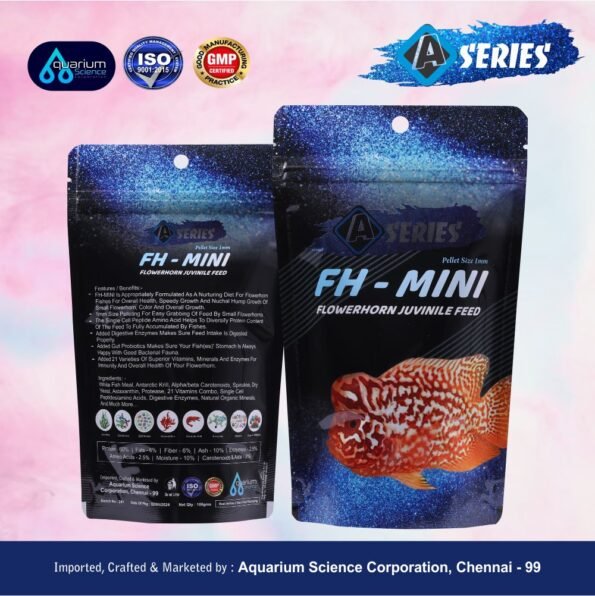 FH-MINI Flowerhorn Juvenile Feed A Series FH-MINI| 1mm Pellets for Small Flowerhorns | Promotes Nuchal Hump Growth, Speedy Growth & Color
