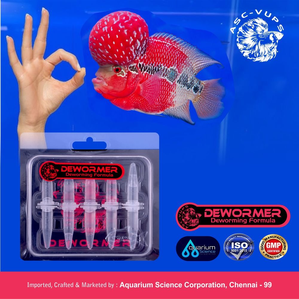 Worm‑Ex Aquarium Science Corporation V-UPS Worm-EX Aquarium Fish Dewormer | Broad‑Spectrum Anthelmintic for Flatworms, Tapeworms, Roundworms & Capillaria | Gut Cleansing Water Change Instructions