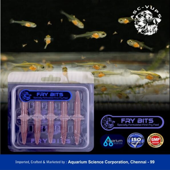 Fry-BITS High Nutrition Fish Fry Food | Aquarium Science Corporation ASC-V-UPS | 58% Protein, Spirulina, Krill, Insect & Squid Meal | Astaxanthin, Enzymes & Rapid Growth Formula