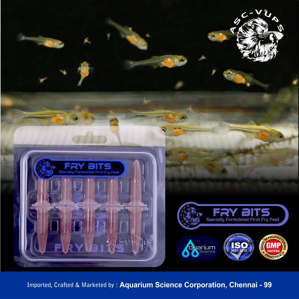 Fry-BITS High Nutrition Fish Fry Food | Aquarium Science Corporation ASC-V-UPS | 58% Protein, Spirulina, Krill, Insect & Squid Meal | Astaxanthin, Enzymes & Rapid Growth Formula