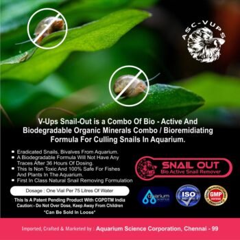 Snail‑Out Aquarium Science Corporation VUPS Snail‑Out Organic Biodegradable Snail Remover | Safe for Fish & Plants, Residue‑Free | Eco Bio‑Active Formula & Non‑Toxic