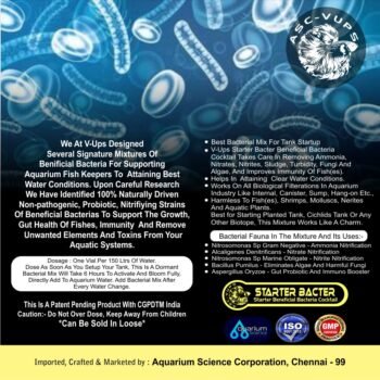 Starter Bacteria Cocktail Aquarium Science Corporation ASC‑VUPS| Probiotic Nitrifying Mix (Nitrosomonas, Alcaligenes, Bacillus, Aspergillus) for Clear Water Cycle Startup